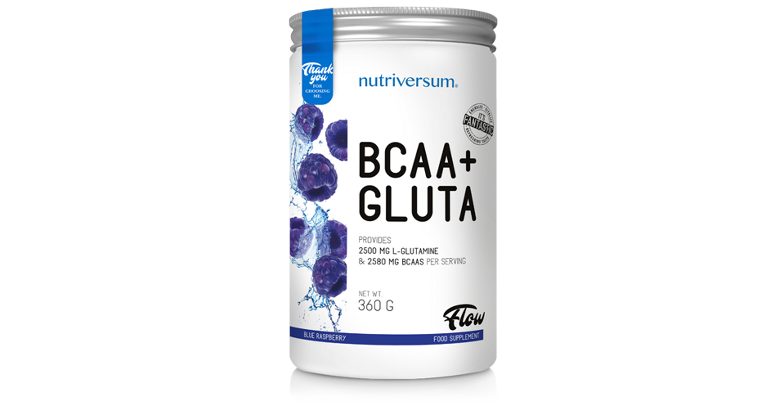 BCAA+GLUTA 360 g FLOW Nutriversum kék málna